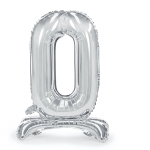 Balão Foil Número 0 de pé 70cm Prata
